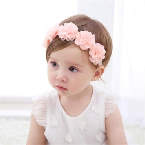 Pink White Flower Headband Ribbon Baby Hair Bands Newborn Toddler DIY Handmade Headwear Hair Accessories For Children