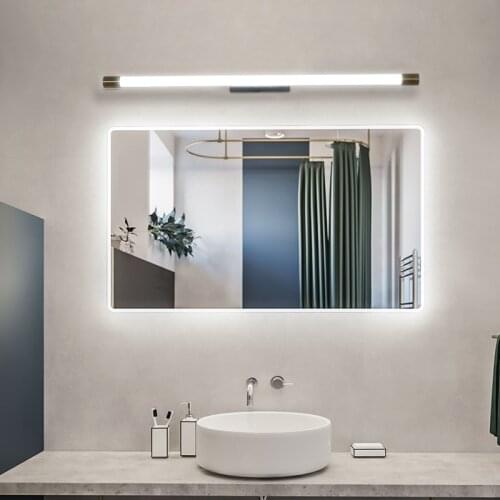 Simple Modern Nordic Black Gold Long Wall Lamp Strip Mirror Front LED Bathroom Lighting Indoor Fixtures
