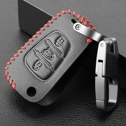 Folding Leather Key Case Cover for Kia RIO K2 K3 K5 Sportage Sorento Soul for Hyundai I20 IX20 I30 I35 IX35 Solaris Verna HB20