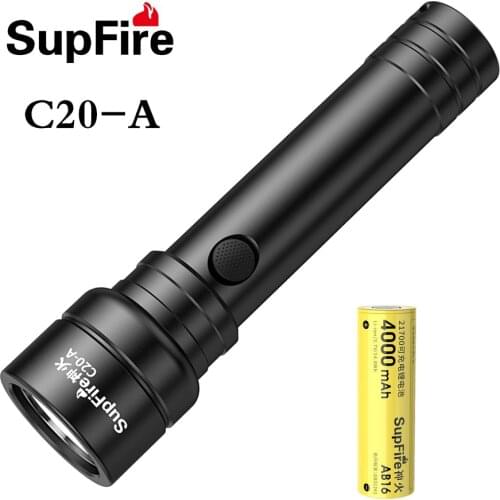 SupFire C20-A 7W Strong Light Flashlight 1600lm Hidden Type-C Charging Port Camping Fishing Hunting Light Waterproof LED Flashli