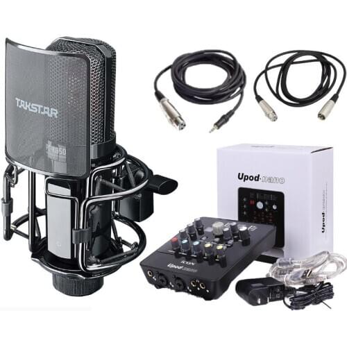 Takstar PC-K850 Mic with ICON upod nano Sound card with audio cables for recording,broadcasting,live broadcast,stage performance