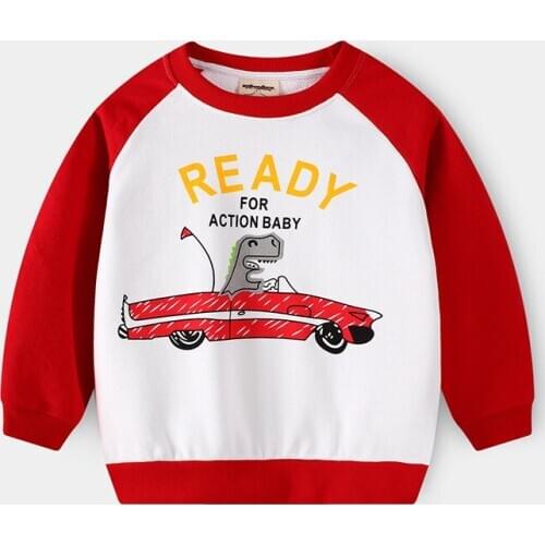 2-8 Y Baby Boys Hoodies Autumn Spring Kids Cartoon Pullovers Casual Cotton Dinosaur Car Print Sweatshirt for Boy Child Clothing