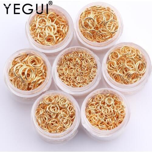 YEGUI M484,jewelry accessories,18k gold plated,0.3 microns,jump ring,hand made,environmental protection,jewelry making,20g/pack