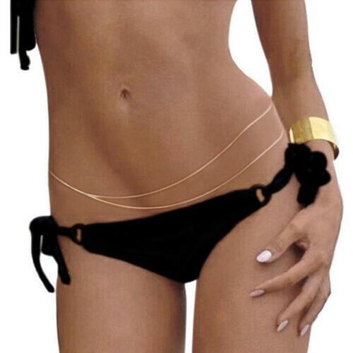 Imixlot Sexy Double Layer Belly Chain Fashion Bikini Waist Link Necklaces Body Jewelry for Women Summer Accesspries
