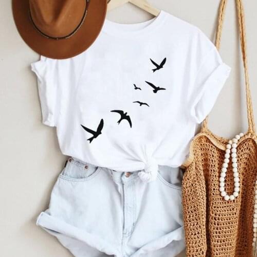 Women Cartoon Bird New Lovely Cute Trend 90s Style Fashion Summer Lady Print Tee Graphic T Top Female Tshirts Clothes T-Shirt
