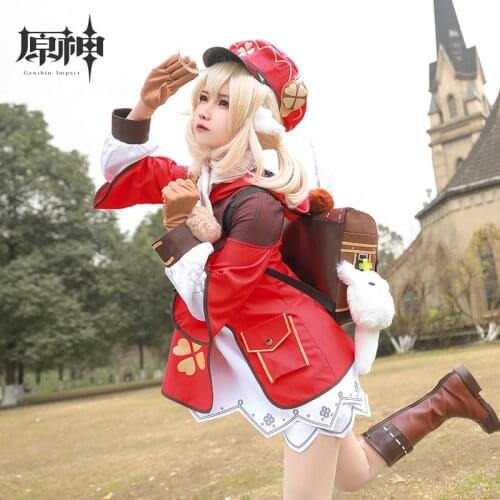 Game Genshin Impact Cosplay Halloween Cute Klee Genshin Impact Klee Cosplay Costumes Women Dress Jacket Shorts Suit Dress Up