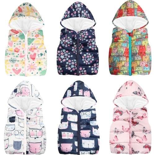 2019 New Girls Vest Kids Girls Vests Childrens Down Parkas Cotton Warm Vest Baby Girl Boy Sweet Solid Waistcoat Outerwear