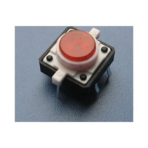 10) illuminated Tact Switch Push Button Red LED 12*12Dip 4Pin RoHS -10PK