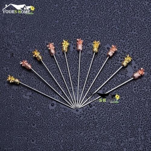 10Pcs Length-11.5cm Fruit Cocktail Pick Stick Stainless Steel Bar Tools Drink Stirring Sticks Martini Pick Party Barware