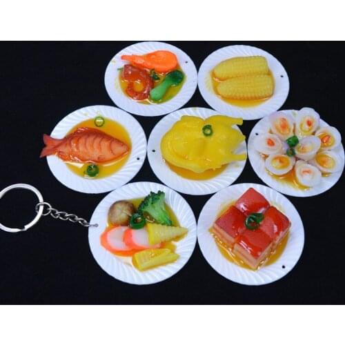 20 pc/lot Simulation plate Food Creative Keychain / new and novel Key ring/key button/party Favors gift