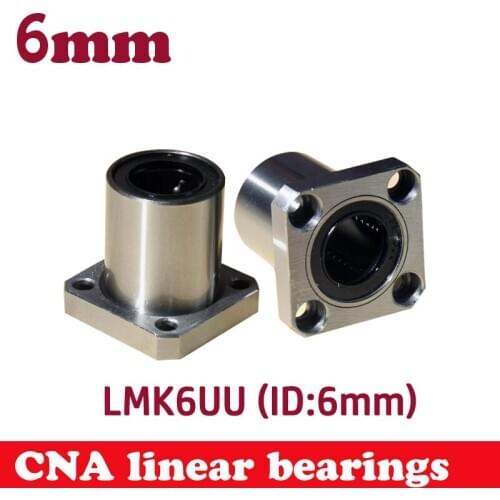 2pcs/lot Free shipping LMK6UU 6mm flange linear bearing CNC Flange Linear Bush