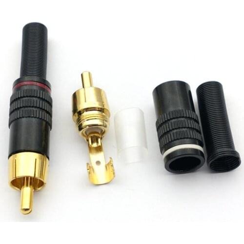 2pcs copper RCA Plug Audio Male Connector w Metal Spring connector