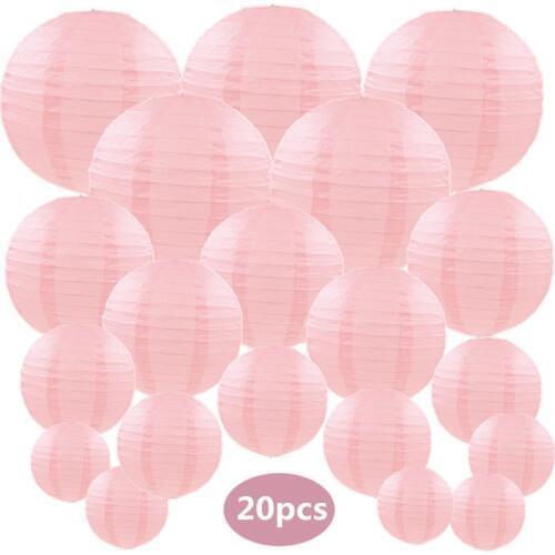 20 pcs 6"-12" Lotus root Pink Paper Lanterns Chinese Round lamp for Wedding Party lamp Outdoor Indoor Hanging Decor