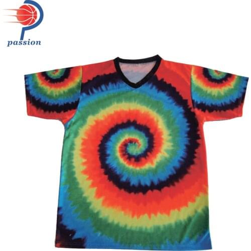 2017 The Most Popular Tie Dye Sublimation Print T-shirt With Short Sleeves Free Design