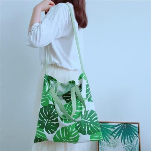 2019 leaf frost environment handbag bags casual canvas asp totes lady shopping shoulderbags bags students Korea style two tipe