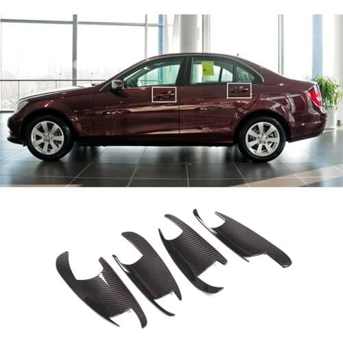 4Pcs ABS Carbon Fiber Style Door Bowl Cover Trim For Mercedes Benz GLK GL ML C Class W204 X204 X166 Car Accessories