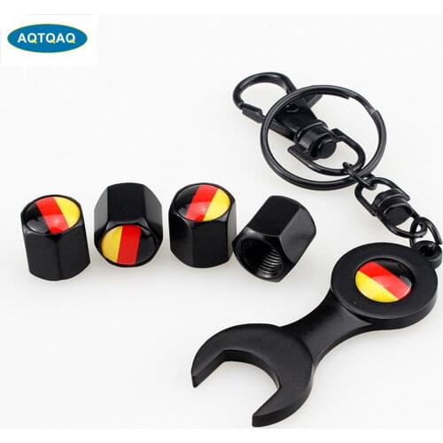 4Pcs/Set Classic Germany Flag Anti-theft Chrome Car Wheel Tire Valve Stem Cap For Car/Motorcycle,Air Leakproof And Protection Yo