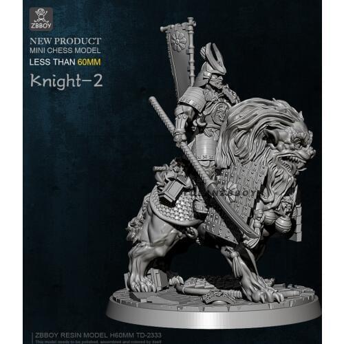60mm Resin Model Kits Lion riding samurai Self-assembled TD-2333