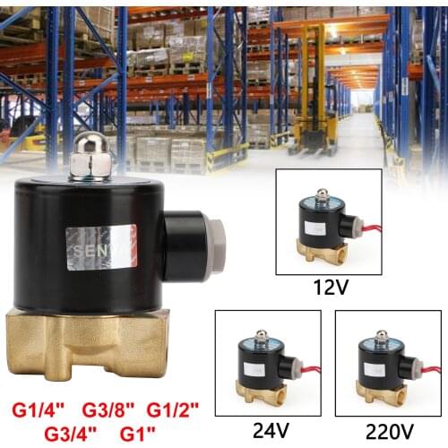 Areyourshop G1/4" G3/8" G1/2" G3/4" G1" G1-1/2" Brass Normal Closed Electric Solenoid Valve For Water Gas Oil 12V 24V 220V