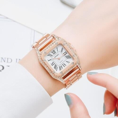 Fashion Rhinestone Women For Watches Square Dial Ladies Quartz Wristwatch Movement Diamonds Stainless Steel Strap Clock Relogio
