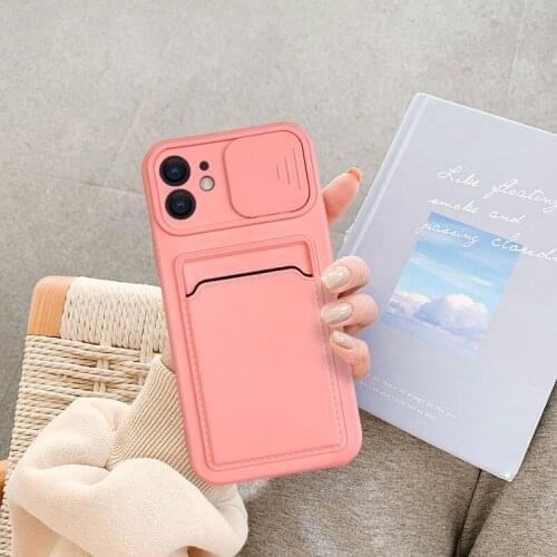 Slide Camera Lens Case For iPhone 12 12mini 12Pro 11 11Pro 11ProMax X XS XSMax SE2020 6 6S 7 8 Plus Card Candy Color Soft Cover