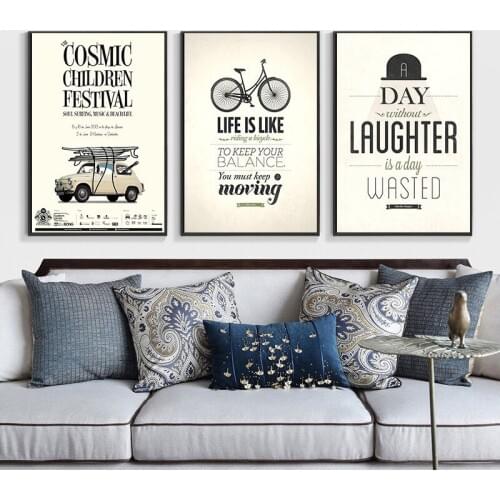HAOCHU Nordic Decorative Painting Romantic Letters Black Car Bike Living Room Study Mural Home Wall Art Picture Print Poster