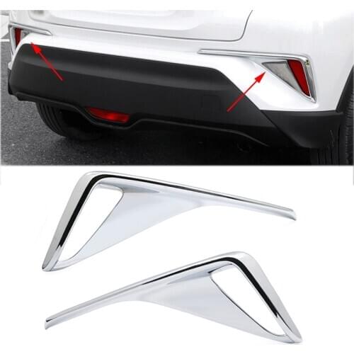 For Toyota C-HR CHR 2017 2018 2019 Chrome Rear Bumper Fog Light Lamp Cover Trim Molding Garnish Frame ABS Chromium Styling