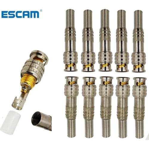 ESCAM 10pcs JR-B25 male solderless BNC connector for security cctv camera system