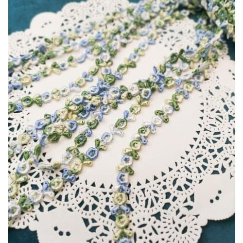 3 Meters High Quality Green Blue Exquisite Flower Lace Mesh Net Embroidery Lace Trim Accessories DIY Accessories 12mm