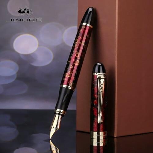 JINHAO X450 Fountain Pen Calligraphy 0.5mm Medium Nib Black Coral Wine Green Golden Pink White 18 Colors for Choice