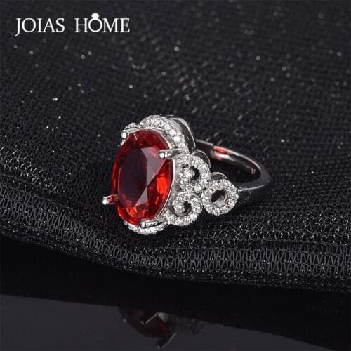 JoiasHome Classic 925 Sterling Silver Rings For Charm Women With Ovla Shape Ruby Emerald Gemstones Women Party Wholesale Gift