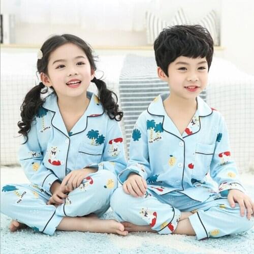 Cardigan Baby Pijamas Girls Pyjamas Set Boys Pajamas Autumn Children Pajamas Set Long Sleeve cotton Kids Animal Sleepwear Suit