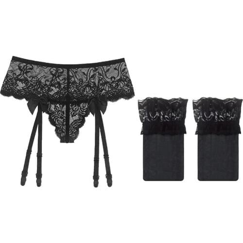 Christmas Lace Gathering Bra Set 1 Pieces In A Set Garter Silk Stockings Thong Underwear Panties Pijamas Women Sexy