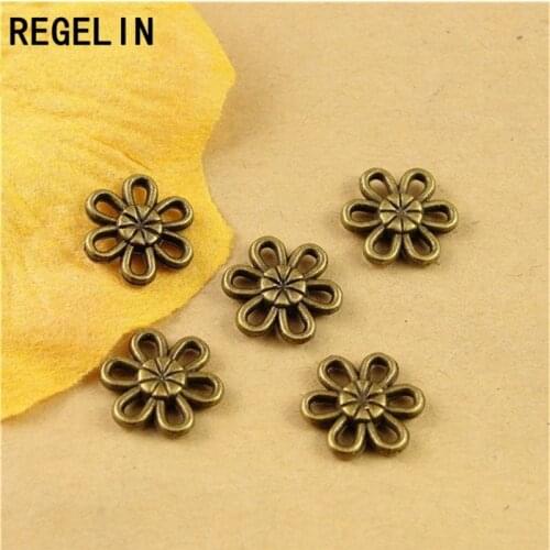 REGELIN Jewelry Connector Retro Vintage Flower Connector 50pcs/lot 12mm for Handmade Bracelets Necklace DIY jewelry accessories