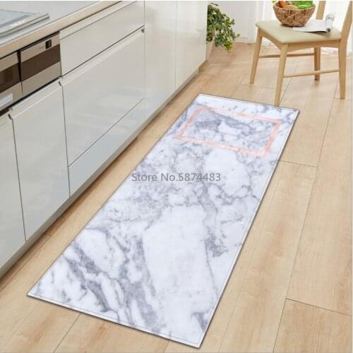 Carpet Marble Pattern Kitchen Rug Anti-slip Bathroom Doormat Hallway Floor Rug Absorbent Bedside Carpet Mat Soft Foot Rug