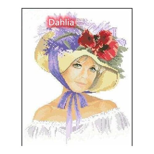 Beautiful Woman in hat, lady Art Cross Stitch Kits Crafts Top Quality Embroidery Needlework DIY 14CT Unprinted Decor Handmade