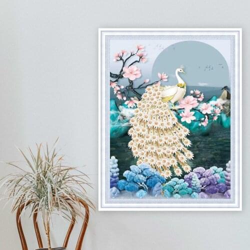 Large Diamond Painting Peacock Full Drill Square Round DIY Diamond Embroidery Animals Picture Mosaic Rhinestone Home Decoration