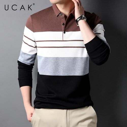 UCAK Brand Classic Casual Cotton Turn-down Collar T Shirt Men Clothes Autumn New Arrivals Streetwear Long Sleeve T-Shirts U5683