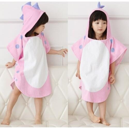 Healthy Soft Infant Baby Hooded Boy/Girl Cartoon Dinosaur Poncho Hooded Children Bath Kid Beach Towel Bathrobe Breathable Pajama