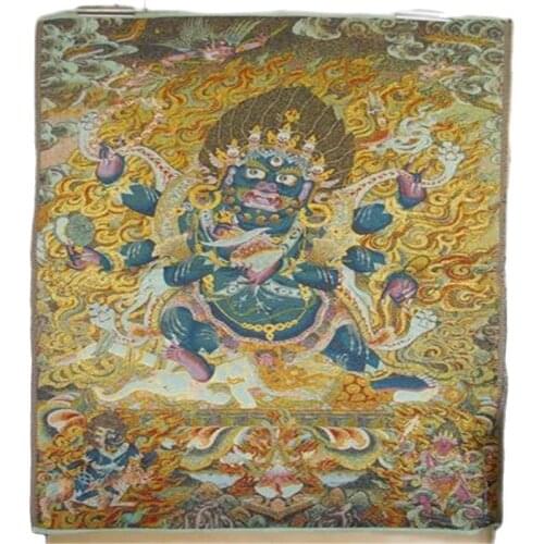 Nepal Thangka Brocade Painting Gold silk woven Buddha statue
