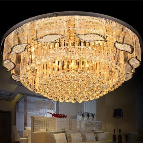 New round crystal lamp living room ceiling lamp LED bedroom lamp modern S gold hall study lighting lamps led lighting fixture