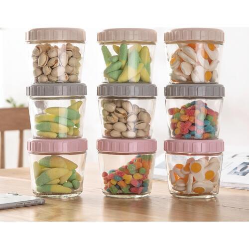 OTHERHOUSE 3Pcs Kitchen Storage Containers Transparent Glass Container Candy Food Storage Jar Bottle Refrigerator Organizer