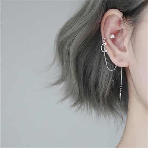 1 pcs 925 Sterling Silver Moon Stud Earring for Women Girl Wedding Gifts Jewelry pendientes plata de ley 925 mujer eh001