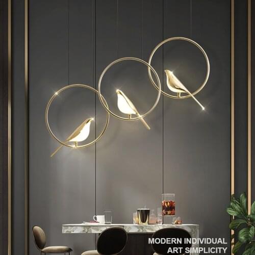 FKL Nordic Bird Chandelier Simple Round Bird Magpie For Bedroom Bedside Lamp Living room Bar Table Dining room Lamp