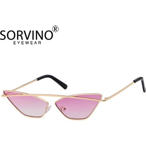 SORVINO Vintage Shades For Women Cat Eye Sunglasses Luxury Brand Designer Trendy Small Rose Gold Black Cateye Sun Glasses SP294