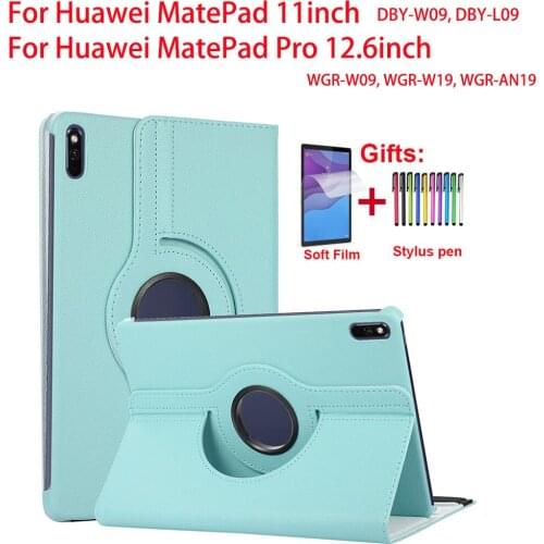 360 Rotating Stand Cover PU Leather Case For Huawei MatePad Pro 12.6 WGR-W09 WGR-W19 WGR-AN19 For MatePad 11 DBY-W09 DBY-L09