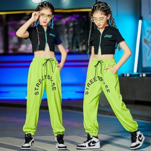High quality 2021 new childrens jazz dance hip hop street dance trendy clothes loose western catwalk suit net red exercise clot
