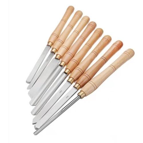 ALLSOME High Speed Steel Lathe Chisel Wood Turning Tool With Wood Handle Woodworking Tool 8 Types Durable HT2864