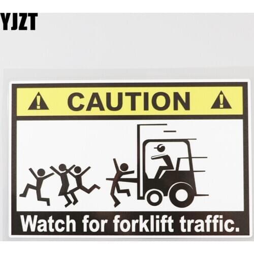 YJZT 16.1CM×10.3CM Funny Decal Caution Fork Lift Truck Operating PVC Car Sticker 12C-0298