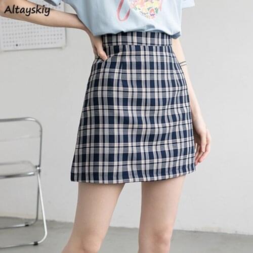 Skirts Women All-match Harajuku Korean Style Fashion Cute Plaid Sweet Girls 4 Colors Casual Ladies Slim Students Clothing Ins